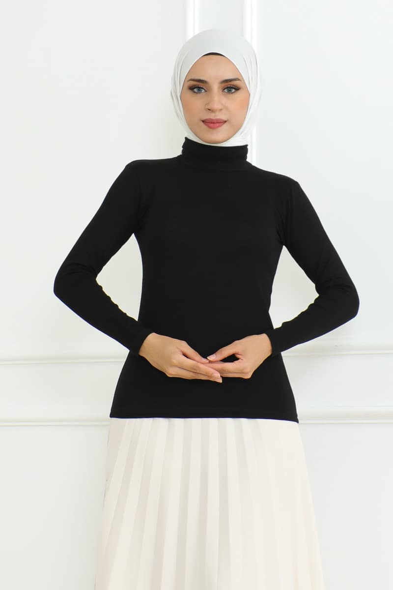 Balıkçı yaka body siyah