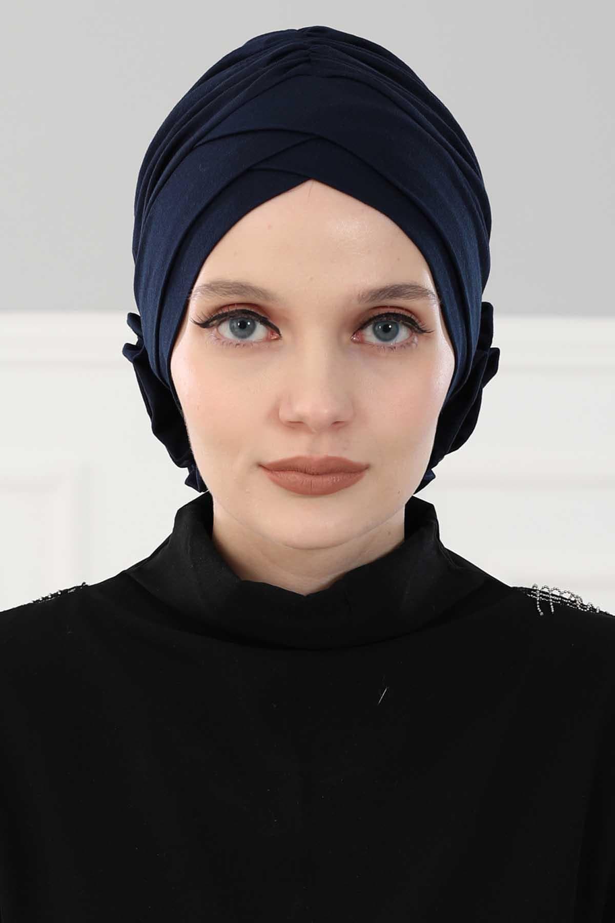 Çapraz Güllü Bone,B-26 Lacivert — görsel 1/5