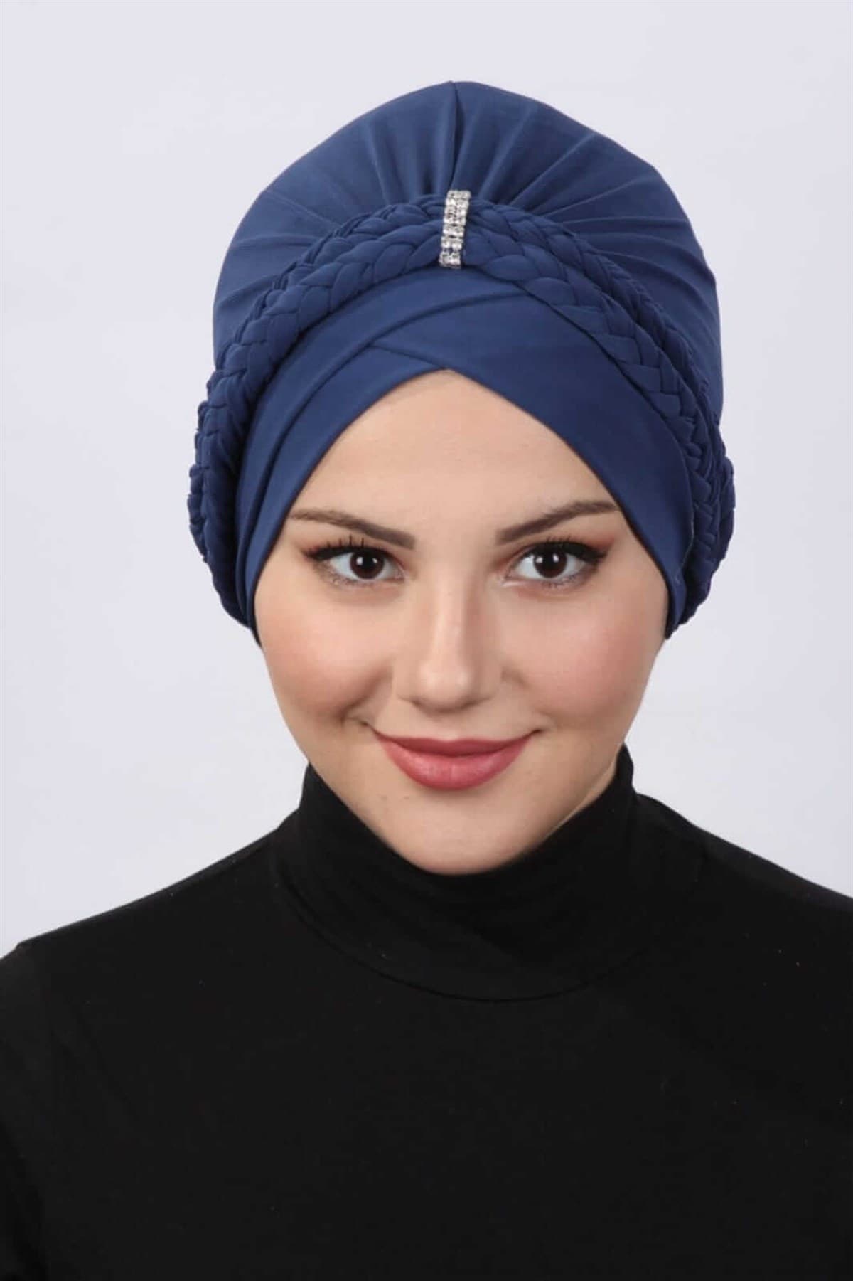 Çift Örgülü Bone İndigo — görsel 1/1