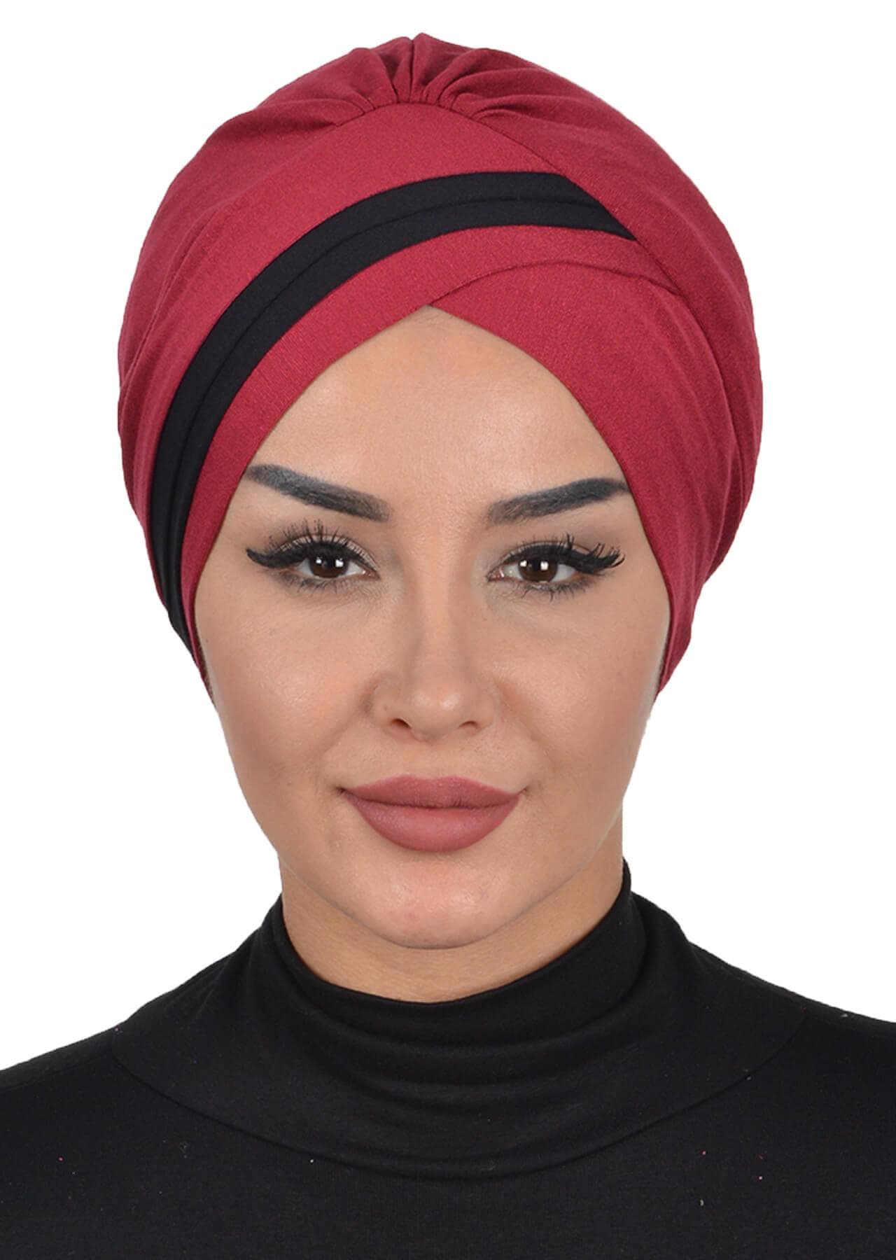 Çift Renkli Penye Bone,B-23 Bordo - Siyah — görsel 1/4