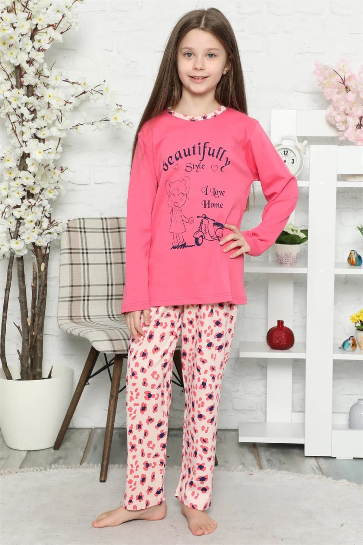 Çocuk Pamuk Uzun Kollu Pijama Takımı 4547 — görsel 1/2