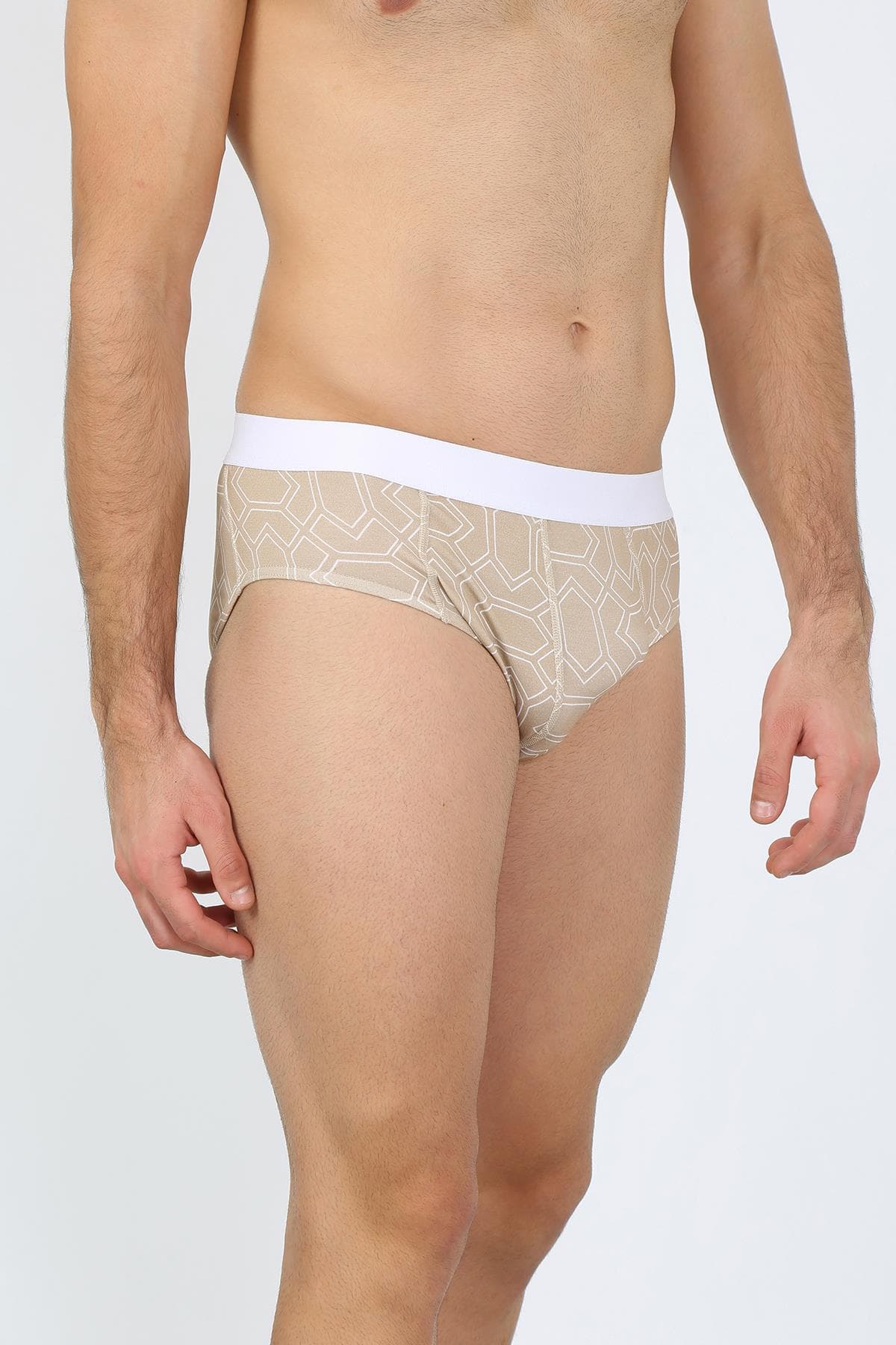 Erkek Pamuk Desenli Likralı Slip Krem 40131 — görsel 1/3