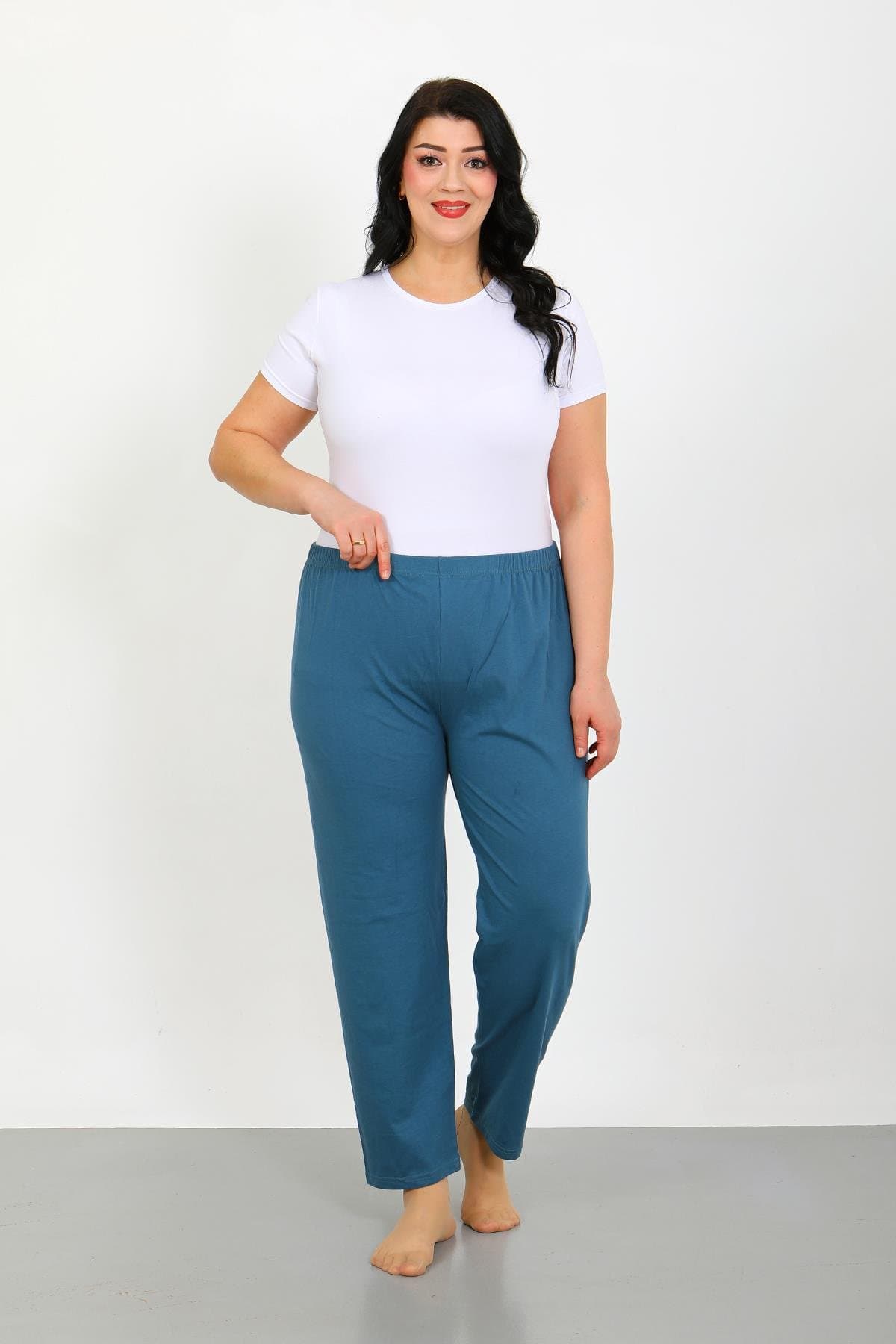Kadın Büyük Beden İndigo Tek Alt Pijama 27555 — görsel 1/5