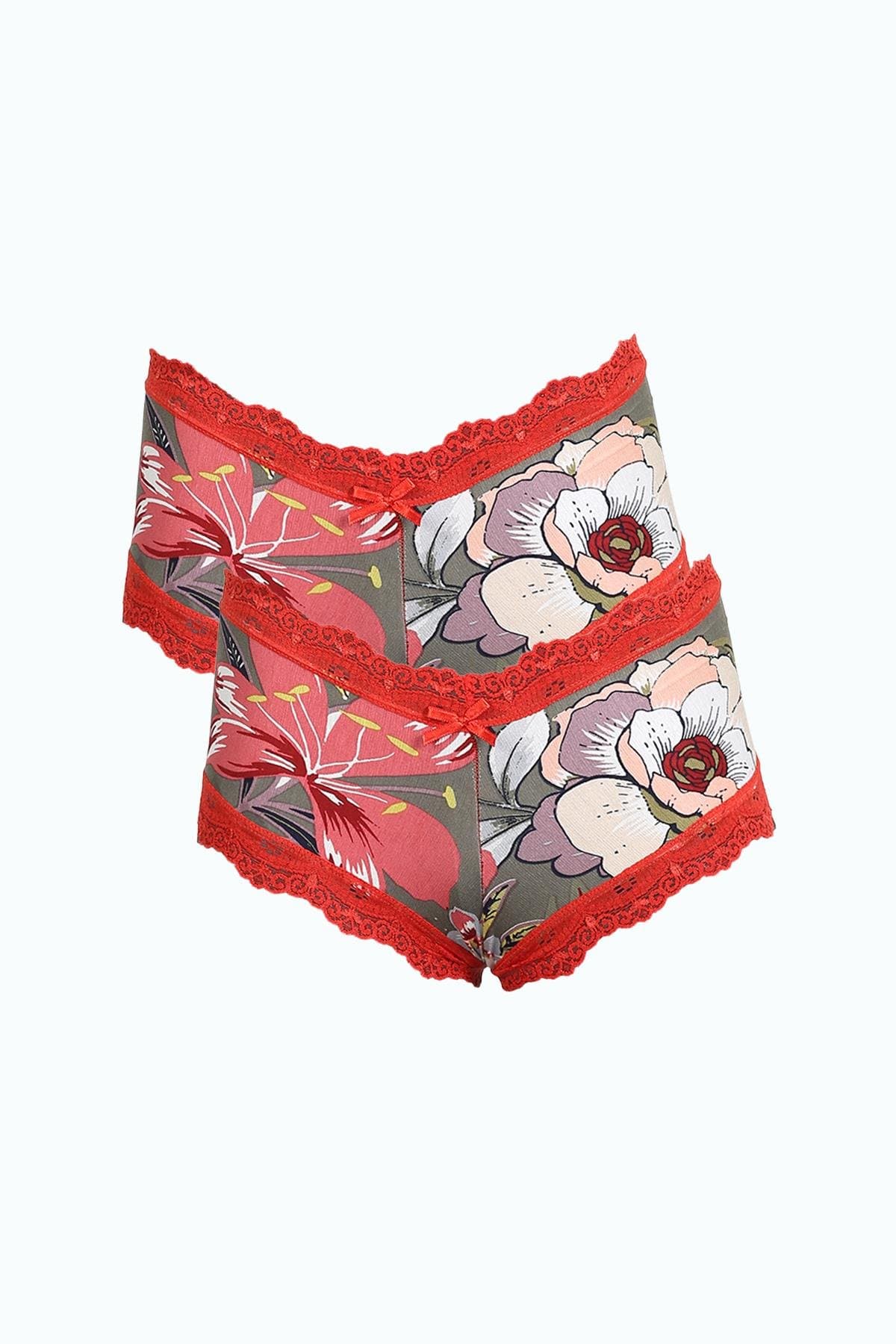 Kadın Pamuklu 2li Boxer Haki 40279 — görsel 1/3