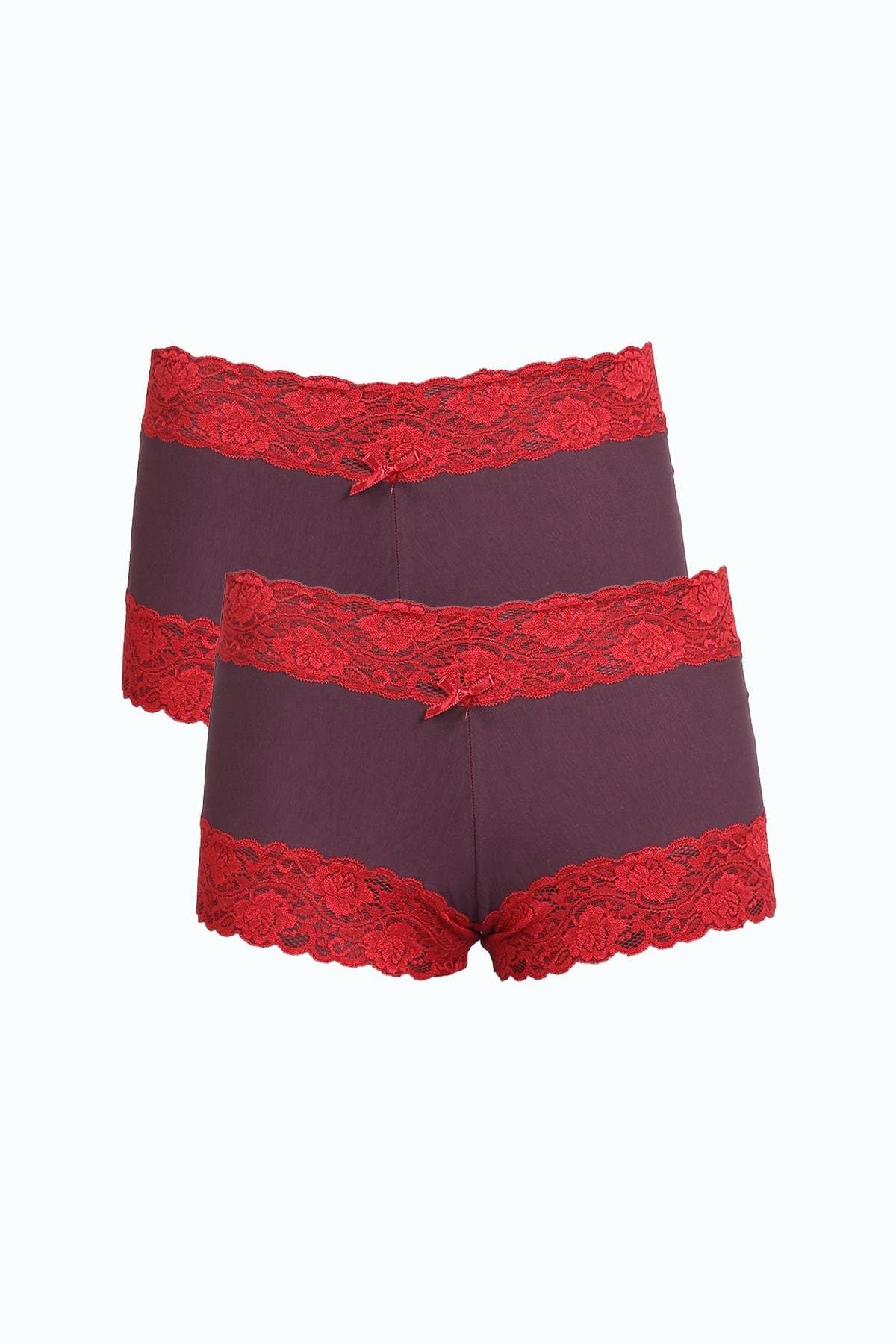 Kadın Pamuklu 2li Boxer Mürdüm 40277 — görsel 1/3