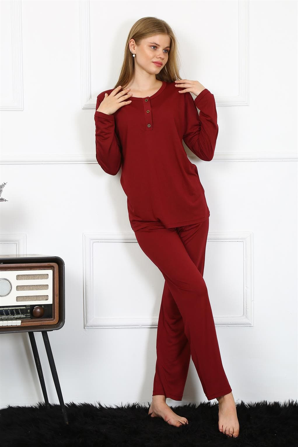 Kadın Penye Uzun Kol Patlı Pijama Takım 4170