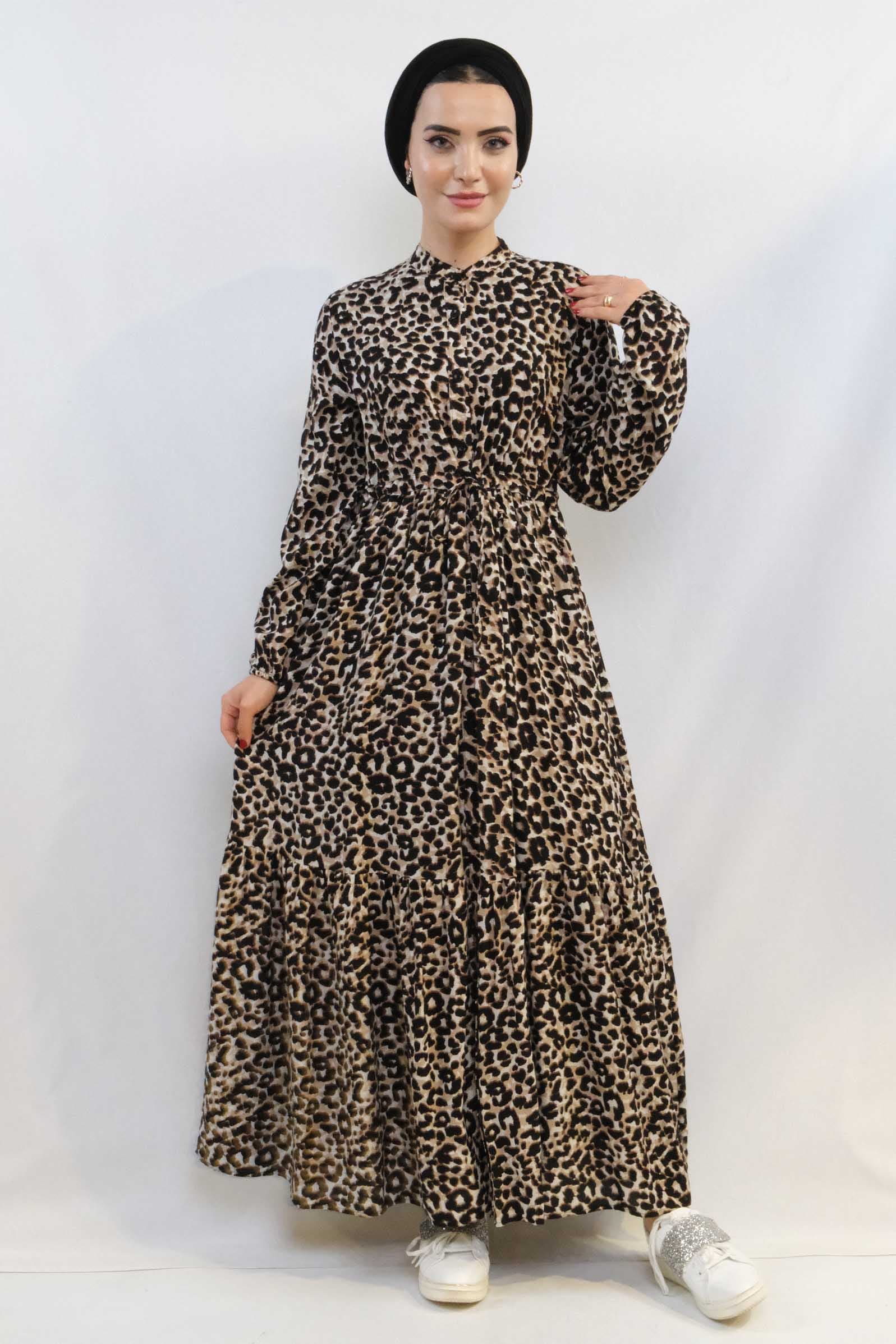 Leopar Desenli Elbise — görsel 1/3