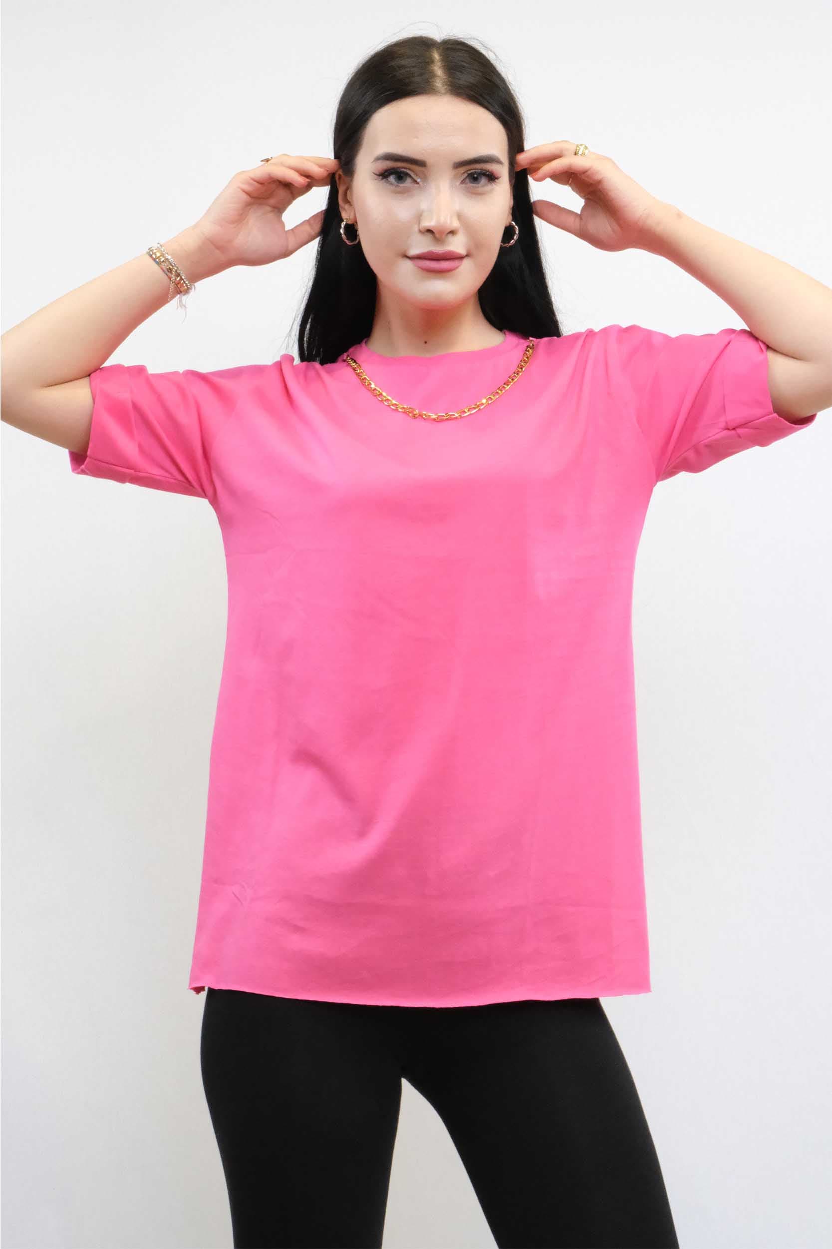 Zincir Aksesuarlı Tshirt Pembe — görsel 1/3
