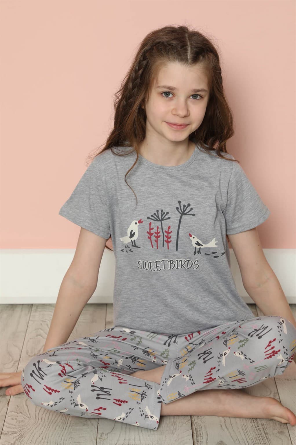 Çocuk Pamuk Kısa Kollu Pijama Takımı 20585G — görsel 1/3