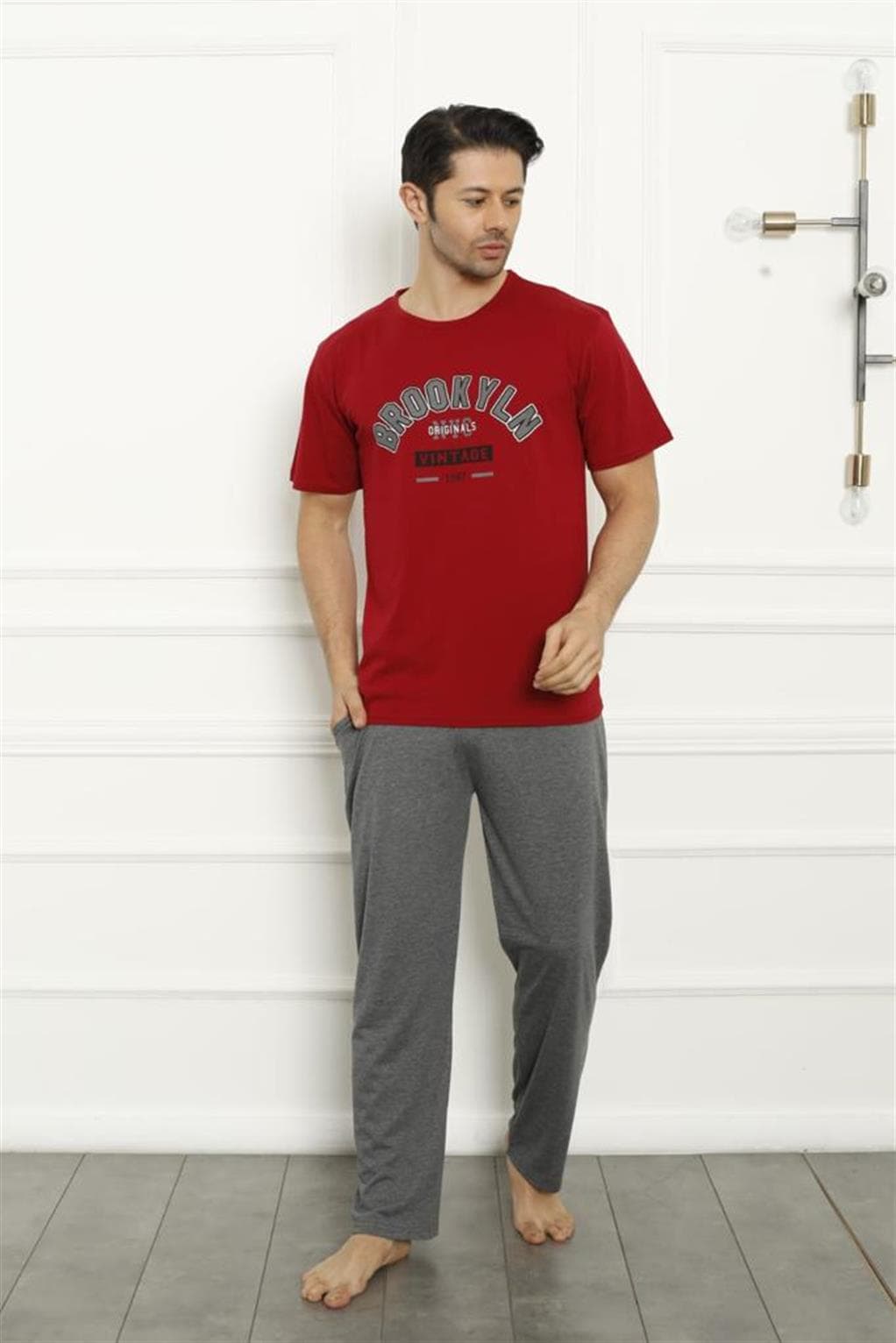 Erkek Kırmızı Penye Pijama Takım 20371 — görsel 1/4