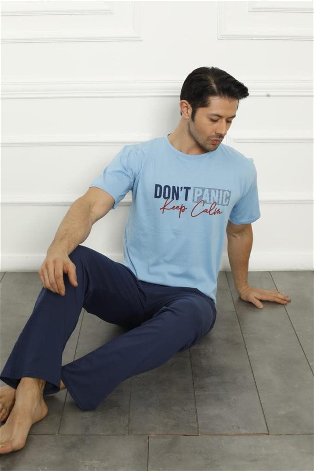 Erkek Mavi Penye Pijama Takım 20371 — görsel 1/2