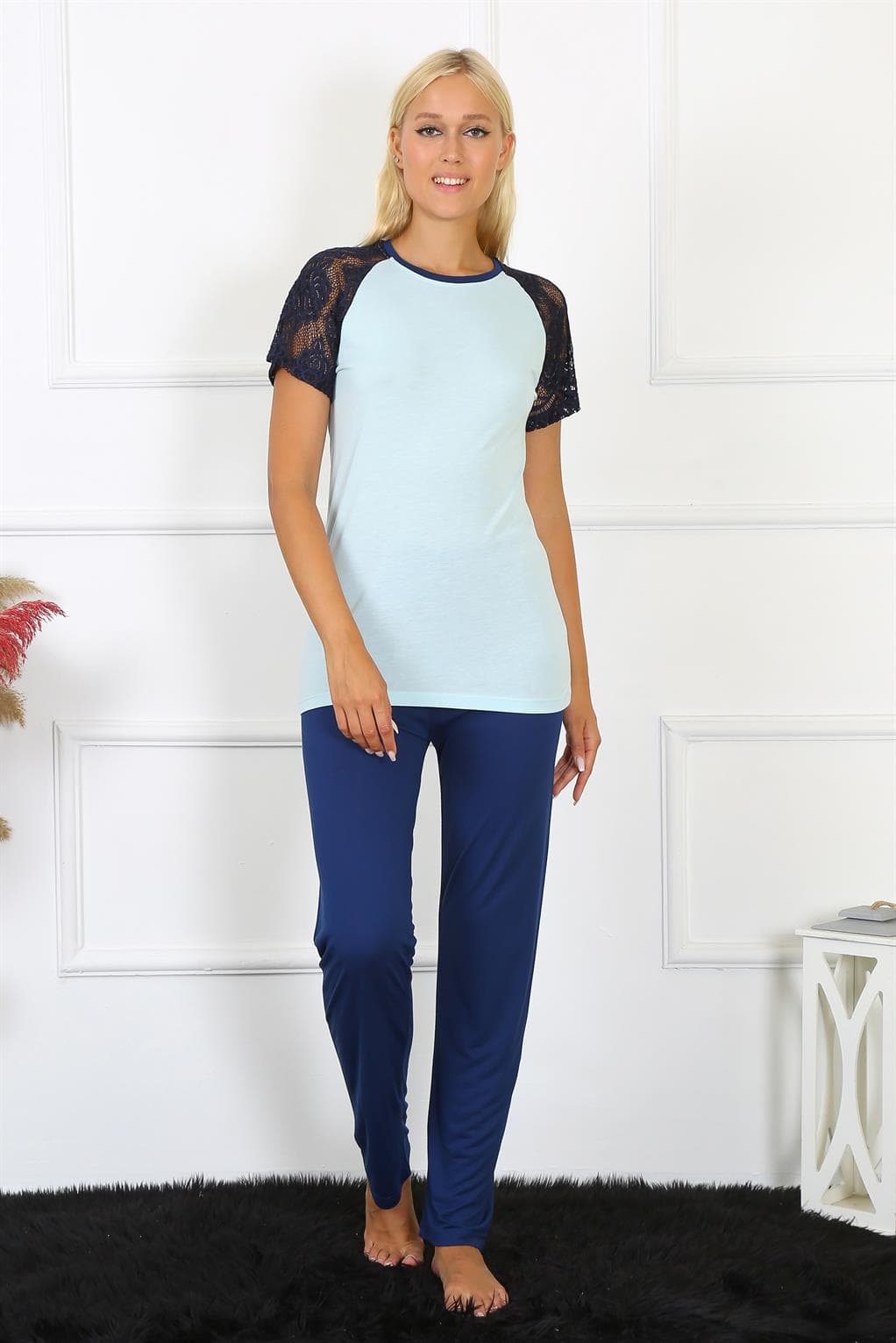 Kadın Kolu Dantelli Penye Pijama Takım 4148 — görsel 1/4