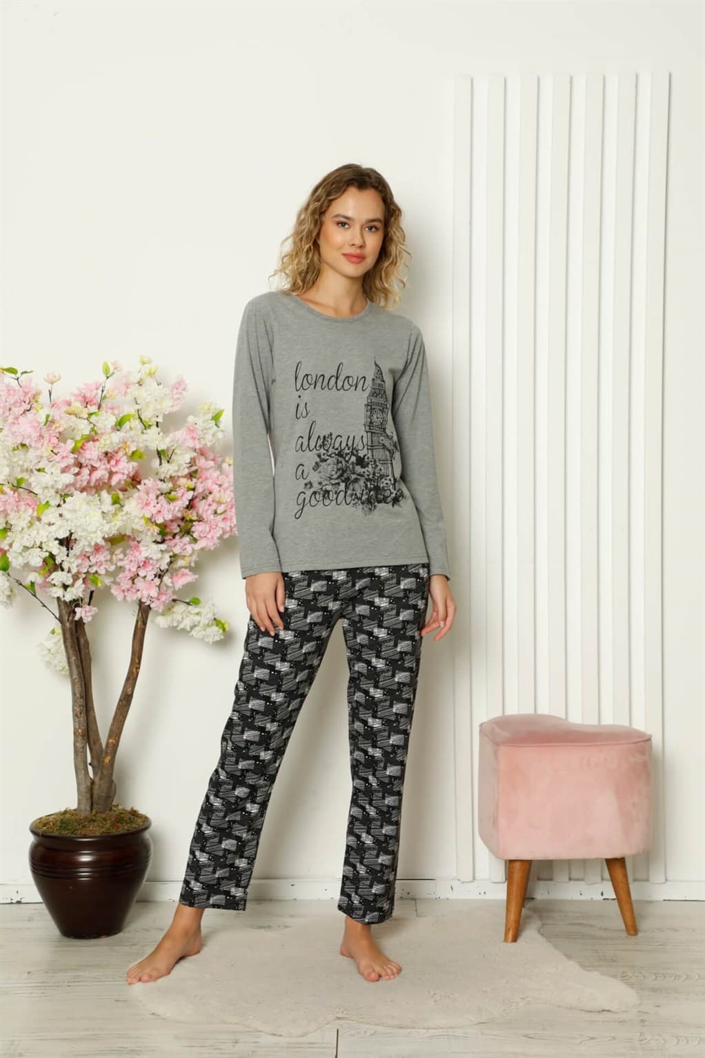 Kadın Penye Uzun Kol Pijama Takım 4107