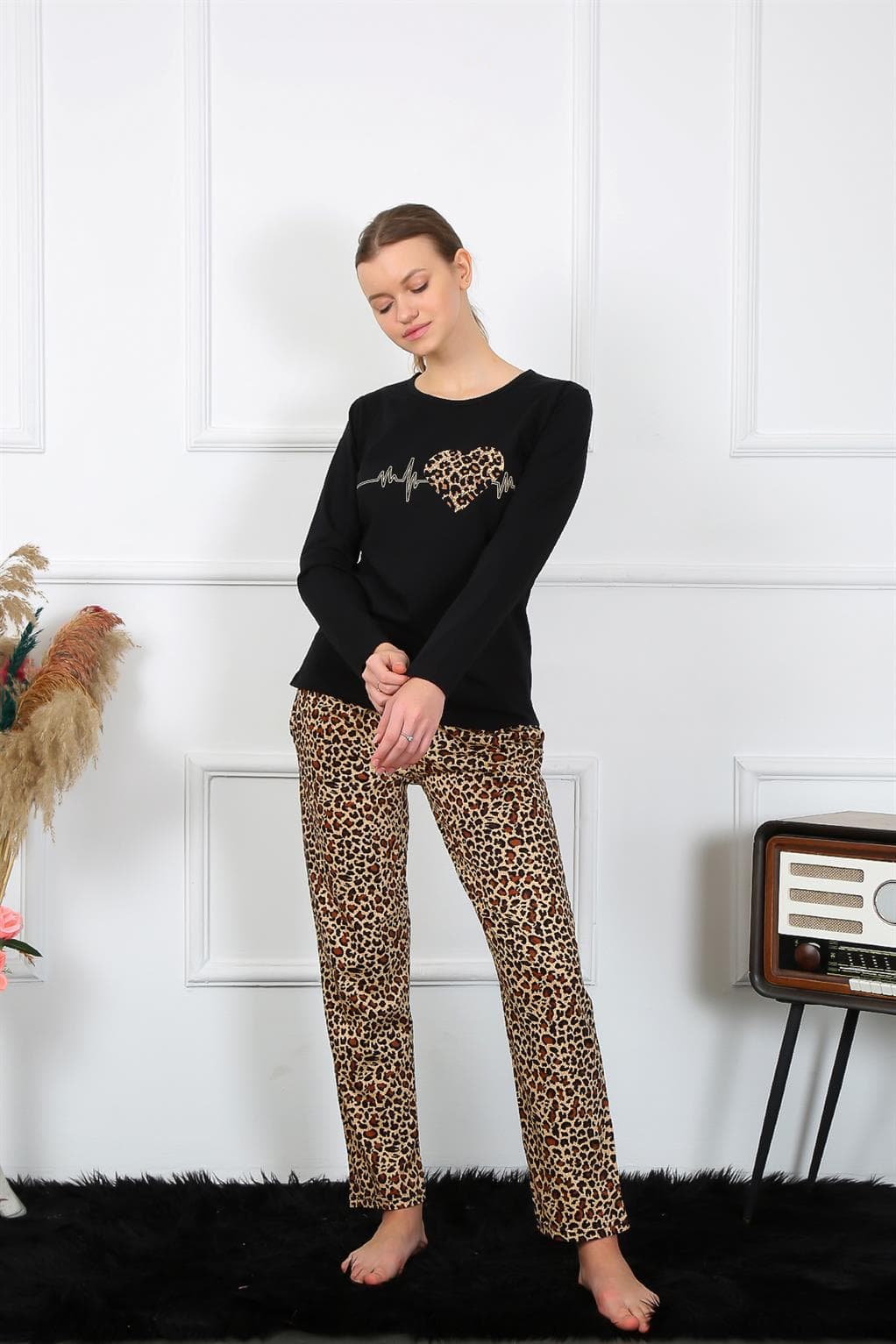 Kadın Penye Uzun Kol Pijama Takım 4129 — görsel 1/4