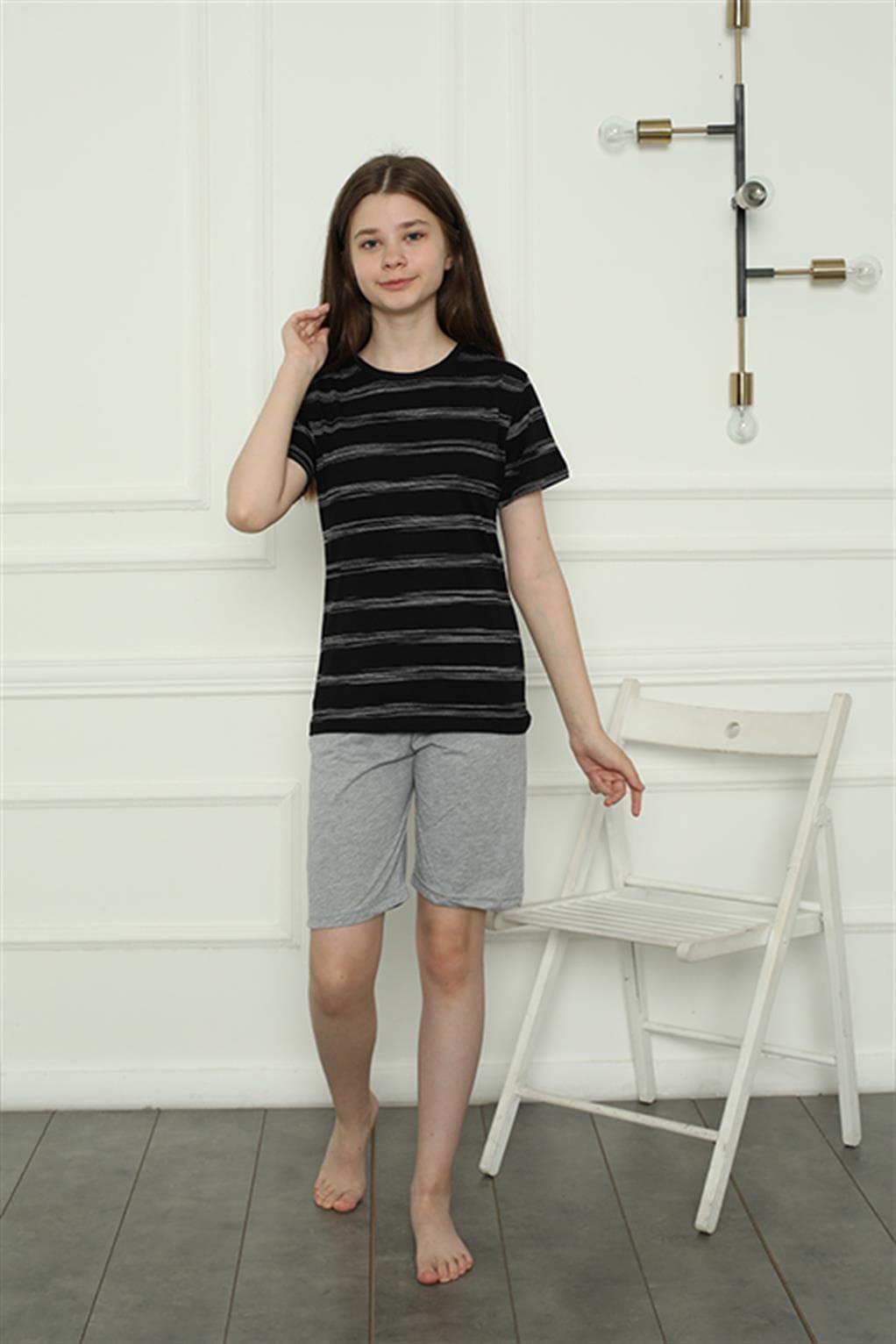 Kız Çocuk Penye Şortlu Pijama Takım 20405 — görsel 1/2