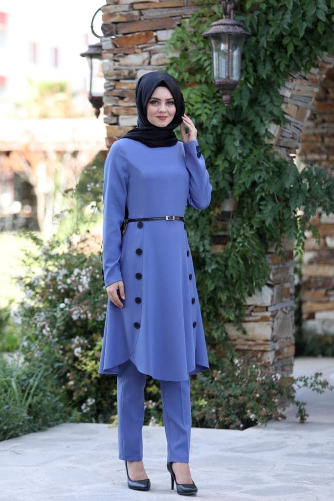 Pileli Takım Elbise MC0035 İndigo — görsel 1/3