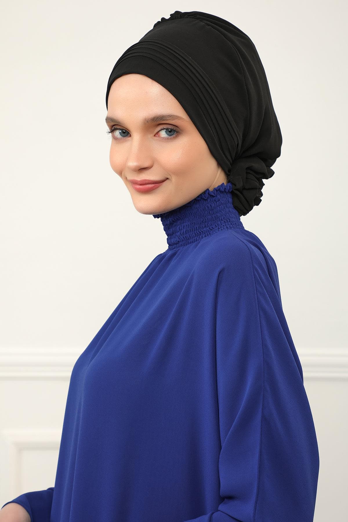 Pileli Tasarım Şifon Hazır Türban,HT-31,HT-31 Siyah — görsel 1/5