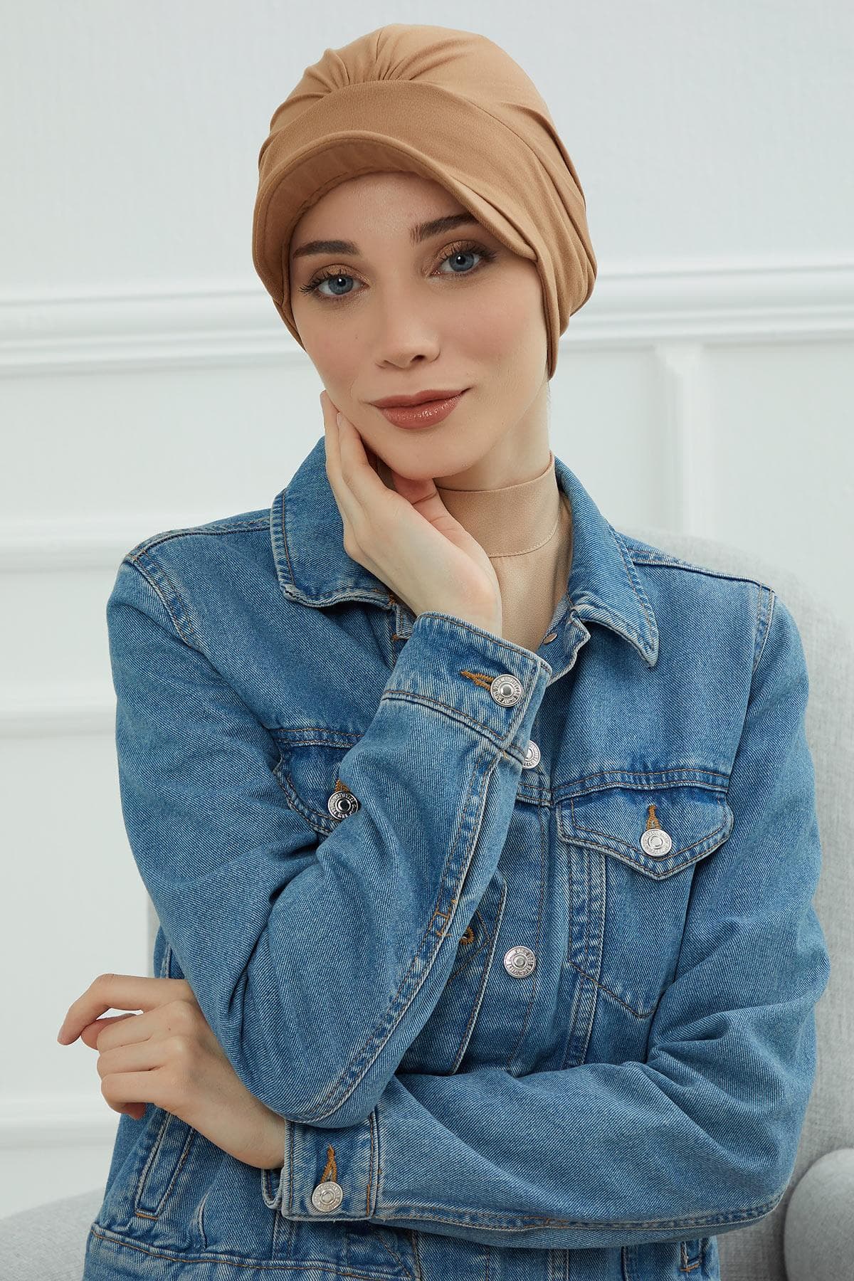 Şapkalı Penye Bone,B-30 Açık Kahverengi — görsel 1/4