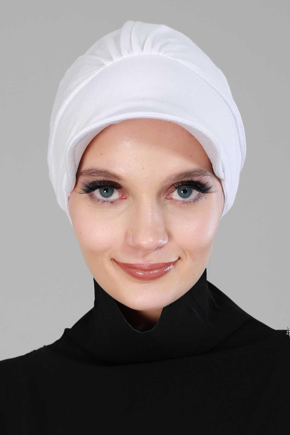 Şapkalı Penye Bone,B-30 Beyaz — görsel 1/2