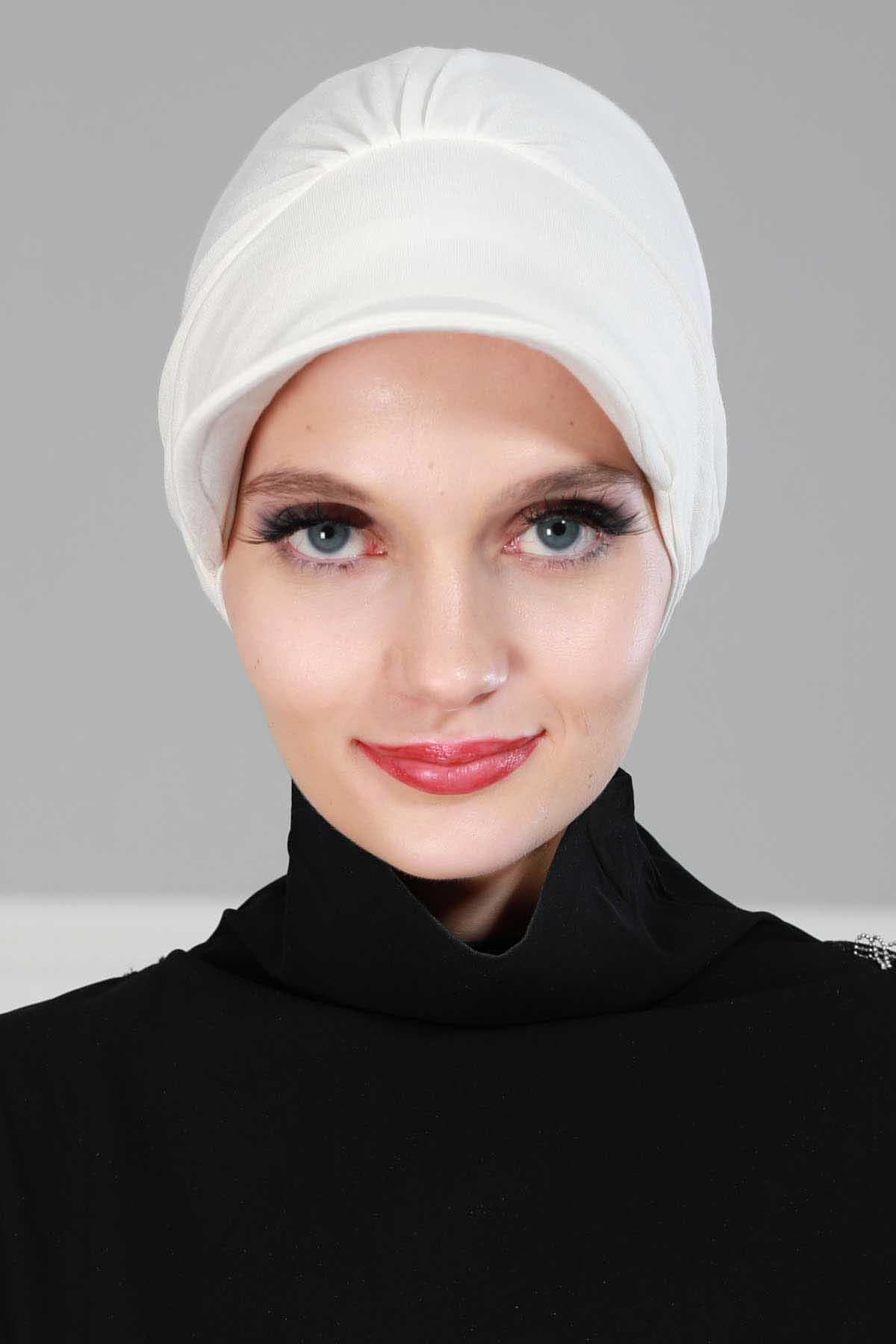 Şapkalı Penye Bone,B-30 Krem — görsel 1/5