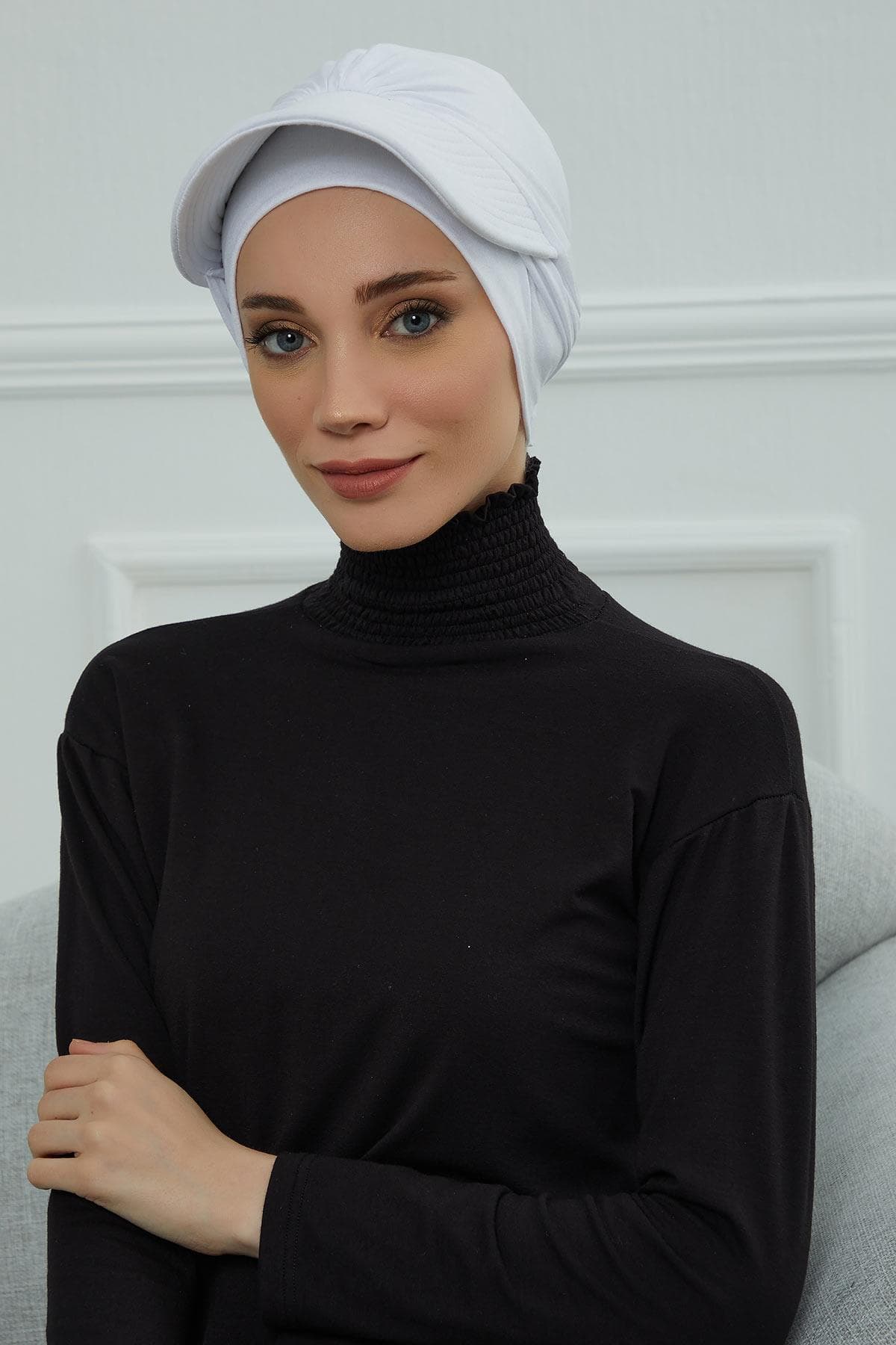 Siperlik Detaylı Penye Bone,B-66 Beyaz — görsel 1/5