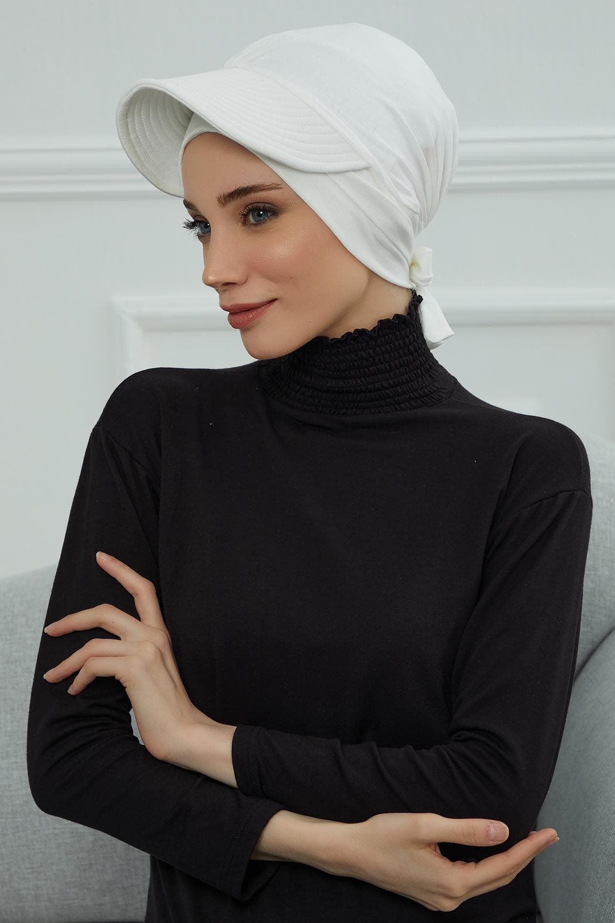 Siperlik Detaylı Penye Bone,B-66 Krem — görsel 1/5