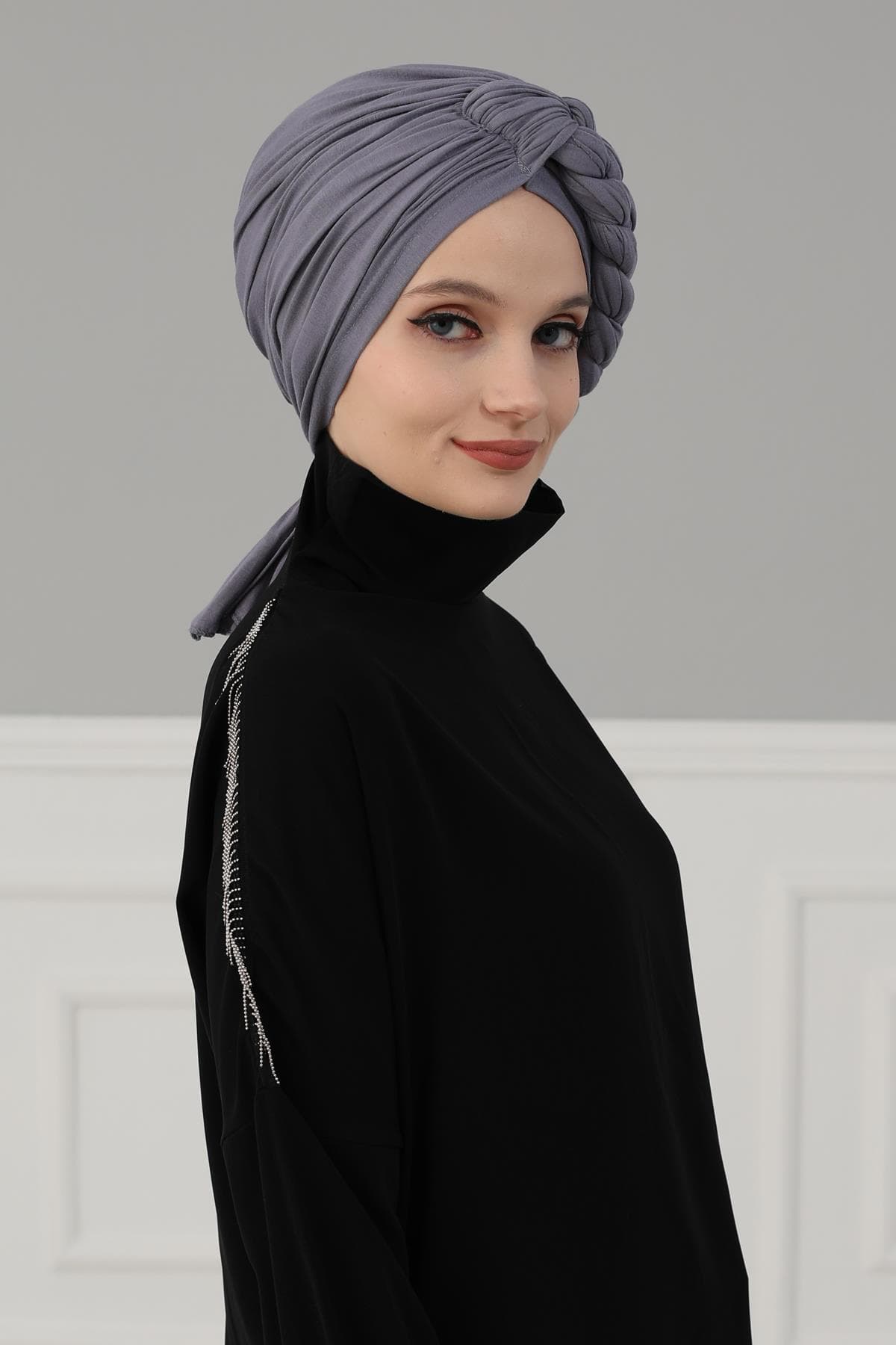 Yandan Örgülü Penye Bone,B-3 Gri — görsel 1/5
