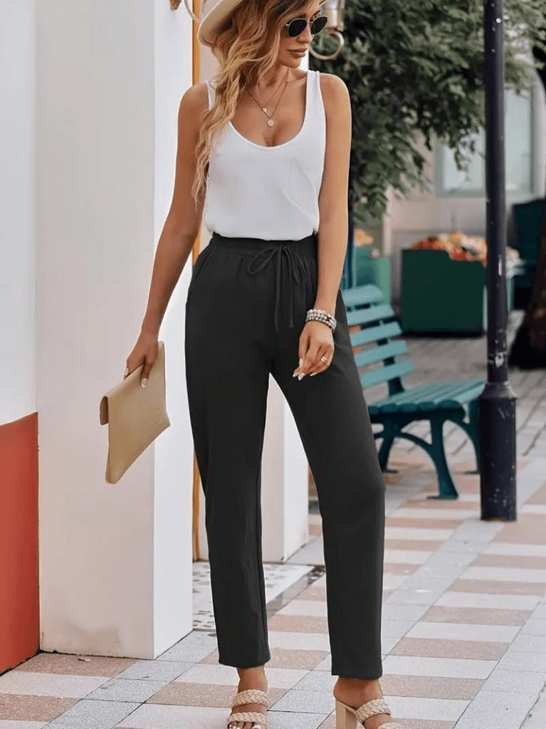 Kadın Beli Lastikli Keten Pantolon — görsel 1/5