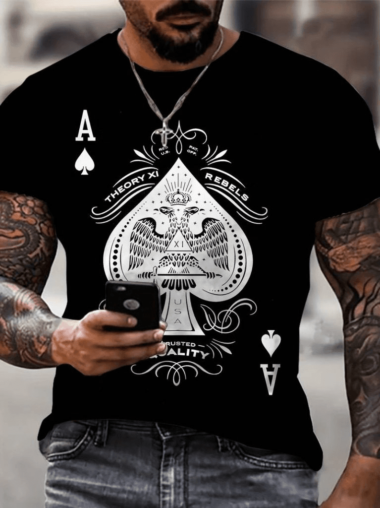 Erkekkısa Kollu Yuvarlak Yaka Desenli Viskon T-shirt — görsel 1/5