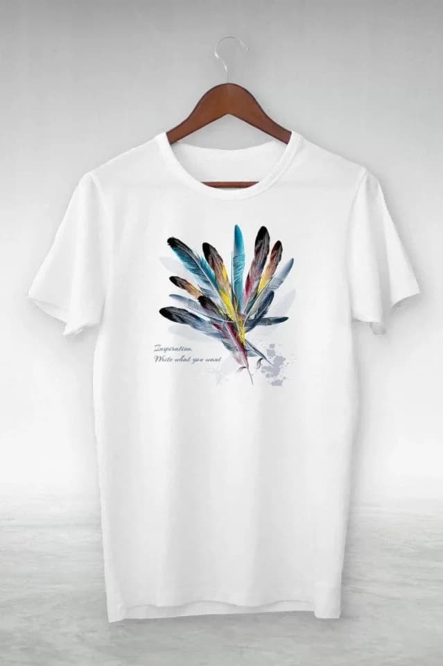 Unisex Baskılı Oversize T-Shirt - Beyaz — görsel 1/1