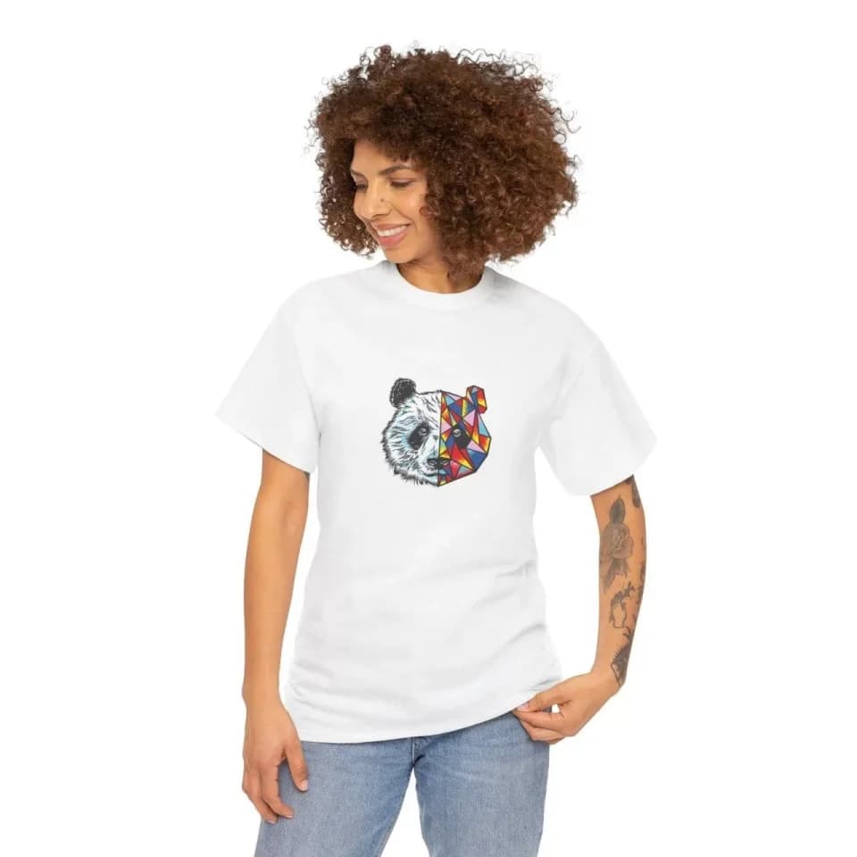 Unisex Bisiklet Yaka Baskılı T-Shirt - Beyaz — görsel 1/1