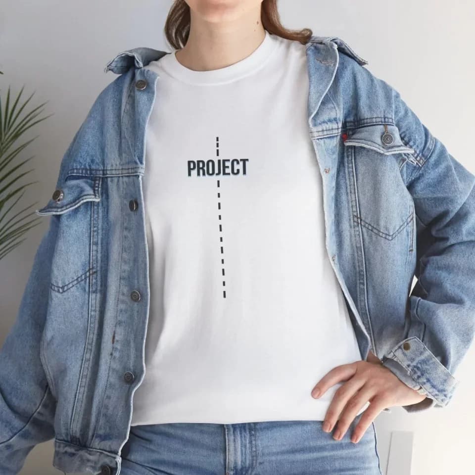 Unisex Bisiklet Yaka Baskılı T-Shirt - Beyaz — görsel 1/1