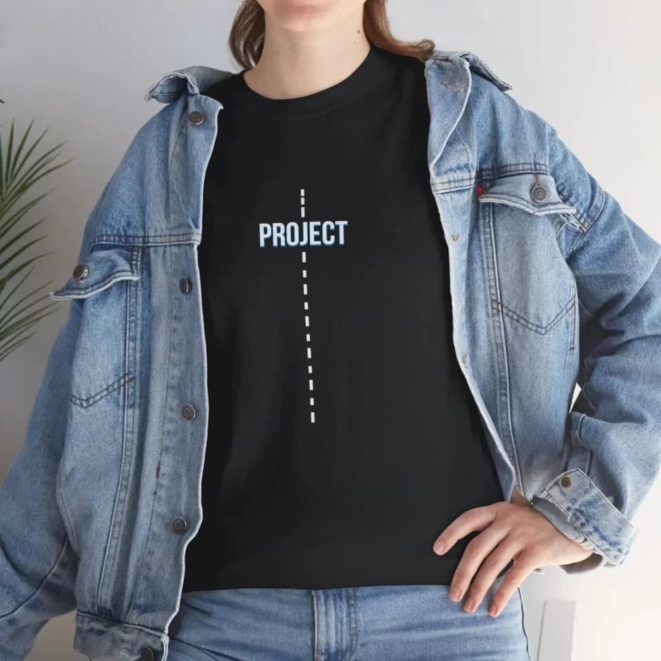 Unisex Bisiklet Yaka Baskılı T-Shirt - Siyah — görsel 1/1