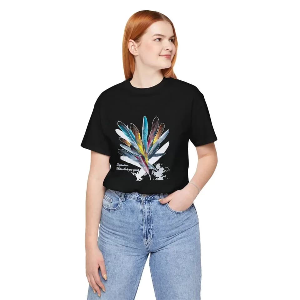 Unisex Bisiklet Yaka Baskılı T-Shirt - Siyah — görsel 1/1