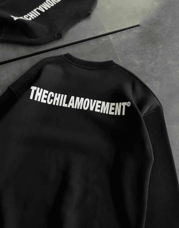 Kışlık Bisiklet Yaka Oversize Baskılı SweatShirt - Siyah — görsel 1/4