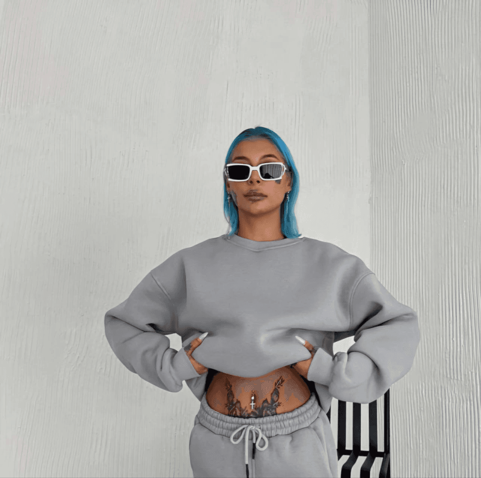 Kışlık Bisiklet Yaka Üç İplik Basic SweatShirt - Gri — görsel 1/2