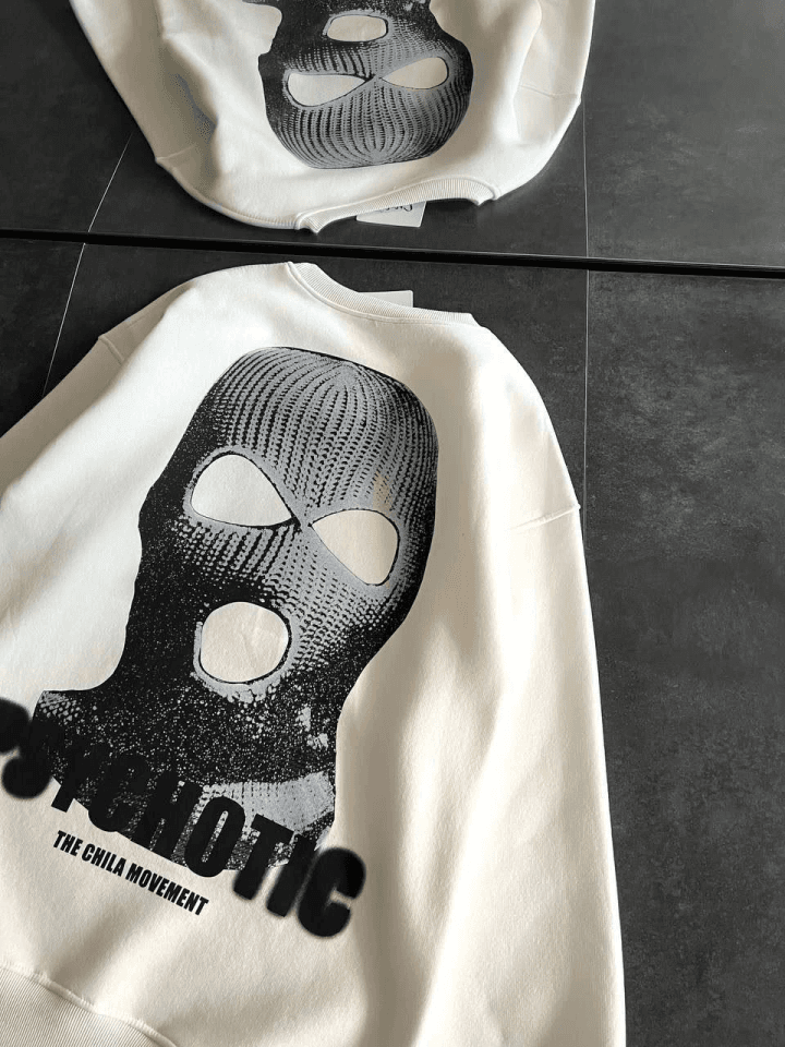 Kışlık Bisiklet Yaka Baskılı SweatShirt - Beyaz — görsel 1/2