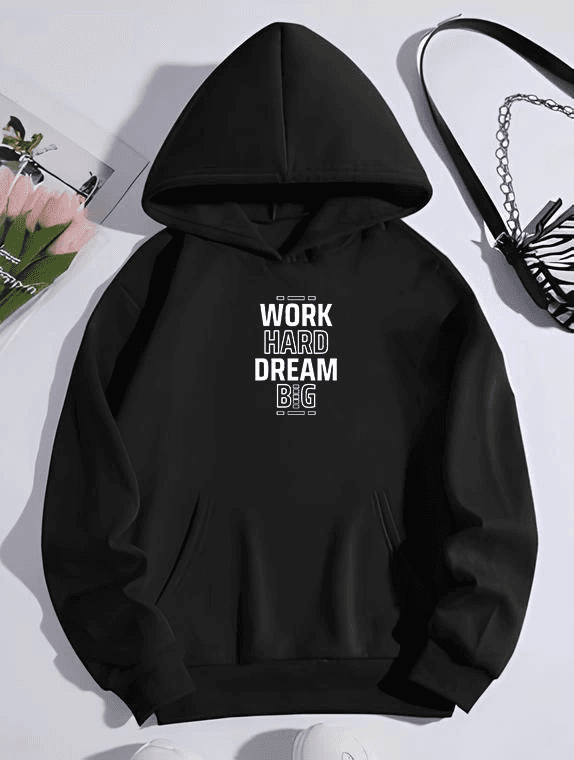 Kışlık Üç İplik Kapşonlu SweatShirt - Siyah — görsel 1/1