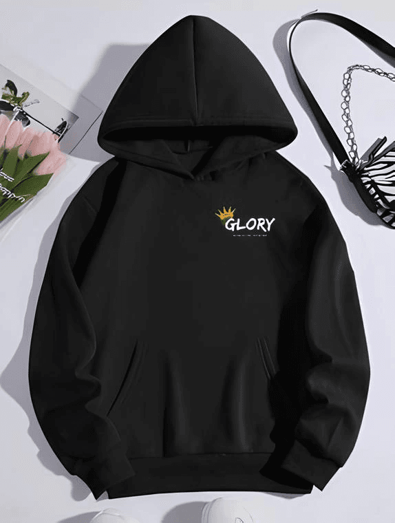 Kışlık Üç İplik Kapşonlu SweatShirt - Siyah — görsel 1/1