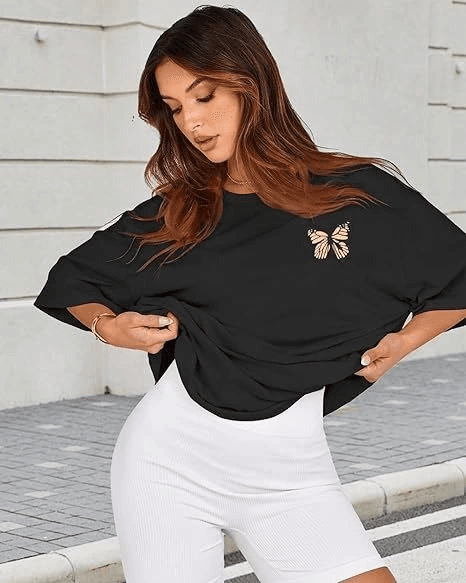 Bisiklet Yaka Baskılı T-shirt - Siyah — görsel 1/4