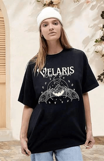 Bisiklet Yaka Baskılı T-shirt - Siyah — görsel 1/3