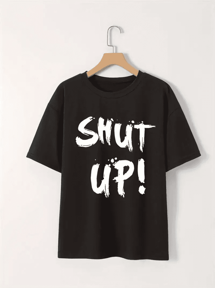 Baskılı Oversize Bisiklet Yaka T-shirt - Siyah — görsel 1/4