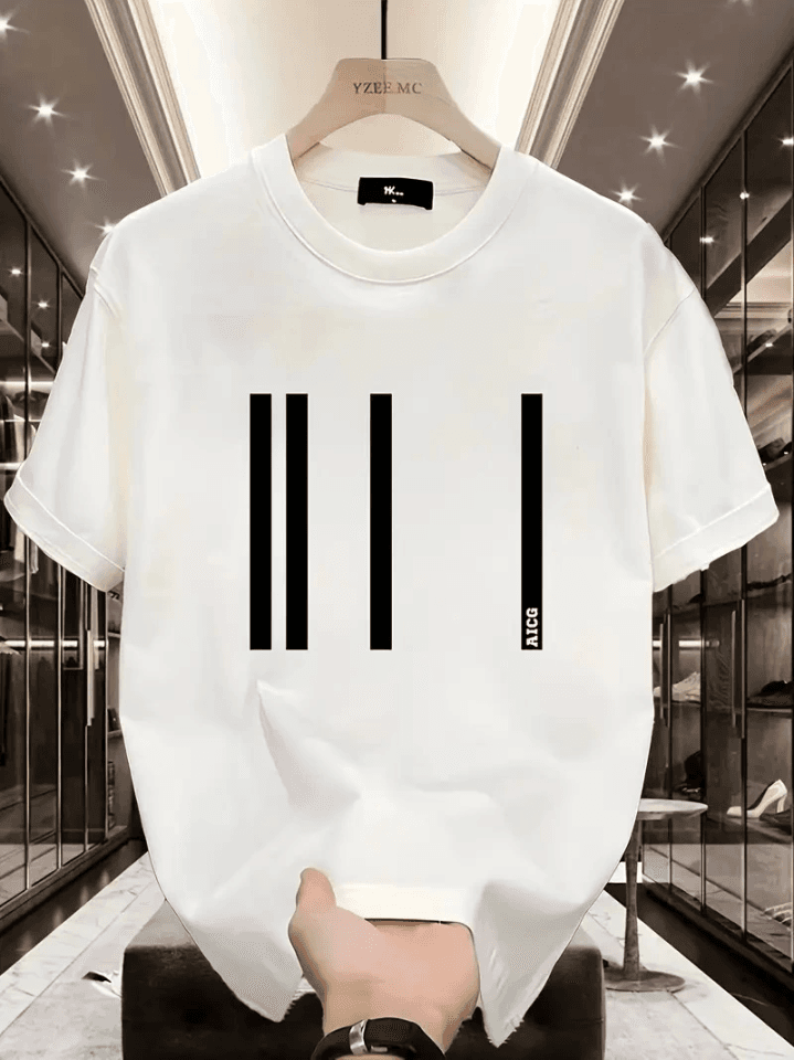 Baskılı Oversize Bisiklet Yaka T-shirt - Beyaz — görsel 1/4