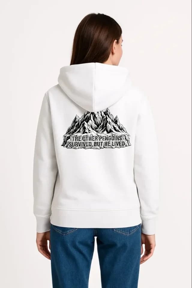 Nihilist Penguen Temalı Oversize Kapüşonlu Sweatshirt - Beyaz — görsel 1/2