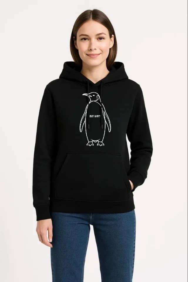 Nihilist Penguen Özel Tasarım Oversize Kapüşonlu Sweatshirt - Siyah — görsel 1/2