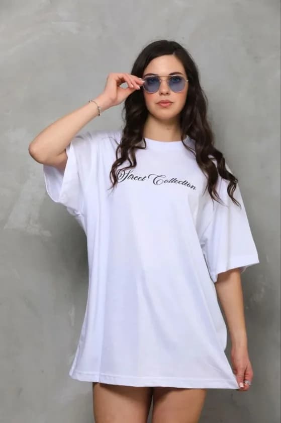 Baskılı T-Shirt Kısa Kol Bisiklet Yaka Regular Rahat Kalıp Günlük Tişört - Beyaz — görsel 1/4