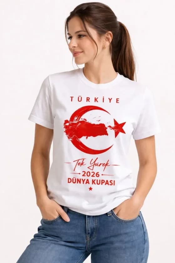 TÜRKİYE Ay Yıldız 2026 Dünya Kupasi Taraftar Forma T-Shirt - Beyaz — görsel 1/3