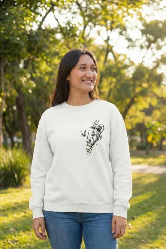 Sevgililer Günü Özel Bisiklet Yaka Baskılı Oversize Sweatshirt - Beyaz — görsel 1/2