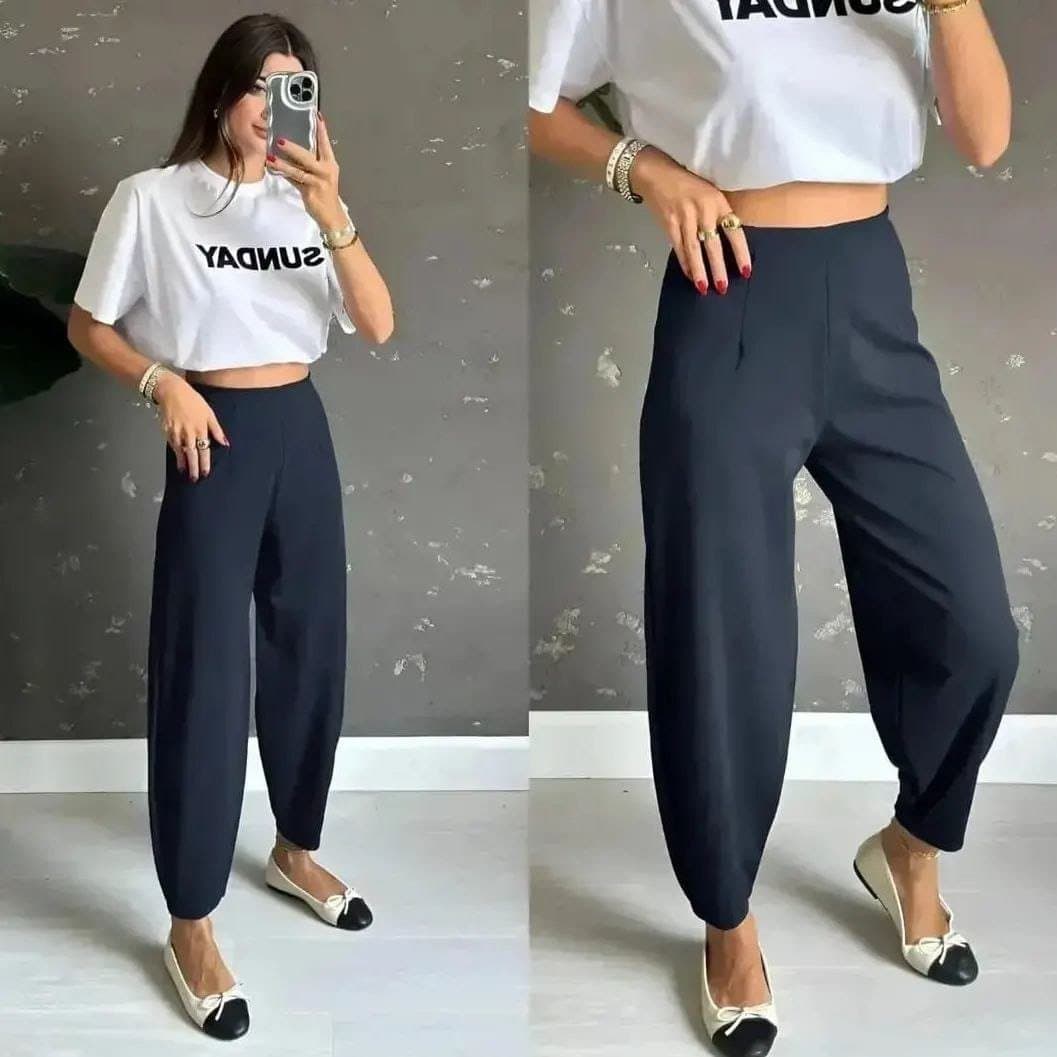 Kadın Krep Kumaş Balon Pantolon — görsel 1/5