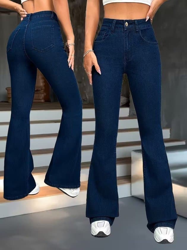 Kadın Yüksek Bel Paçaya Doğru Geniş Kot Pantolon — görsel 1/6